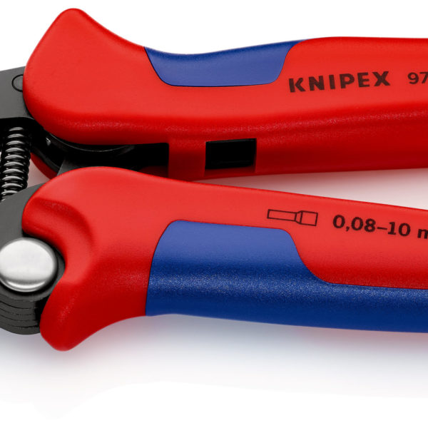 KNIPEX 97 53 14 Önbeállító krimpelő fogó érvéghüvelyekhez oldalsó bevezetéssel többkomponensű burkolattal barnított 180 mm